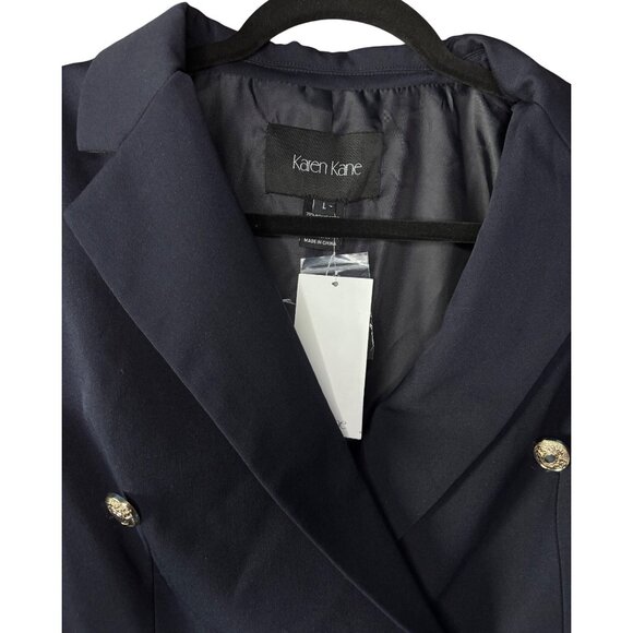 Karen Kane Fitted Blazer in Navy with Decorative Crest Buttons – Size L - Picture 6 of 13